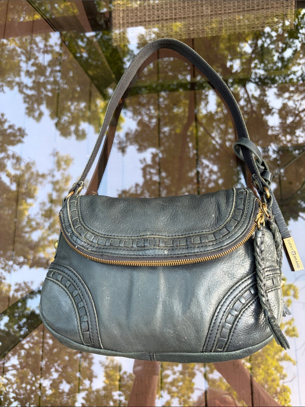 Lucky Brand Leather Shoulder Bag in Black
